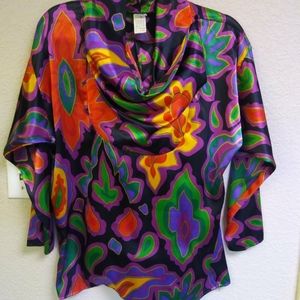 Vintage colorful silky top by Gregory!